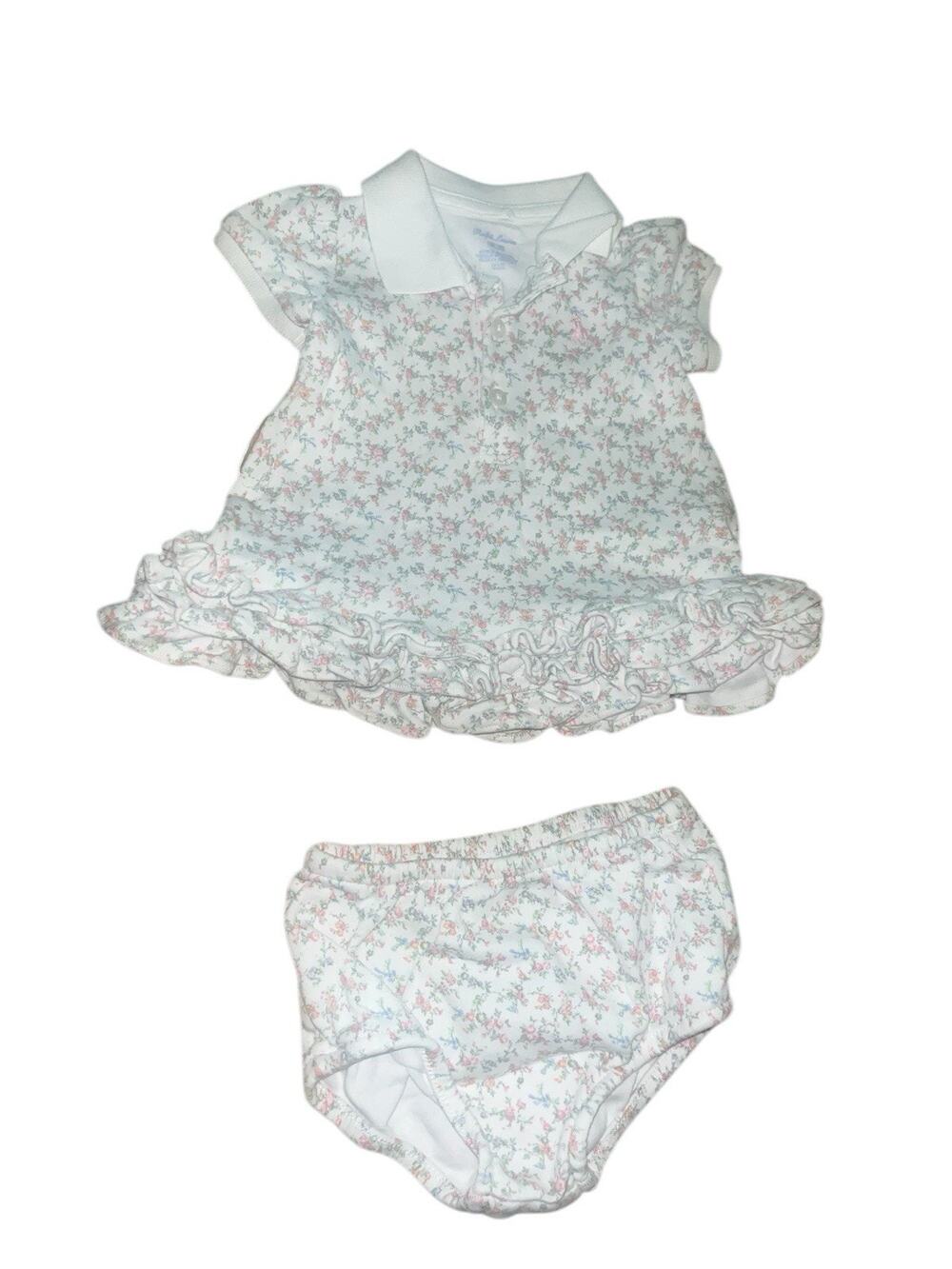 Ralph Lauren Baby Girls Floral Cotton Dress With Bloomers Set 3 Months